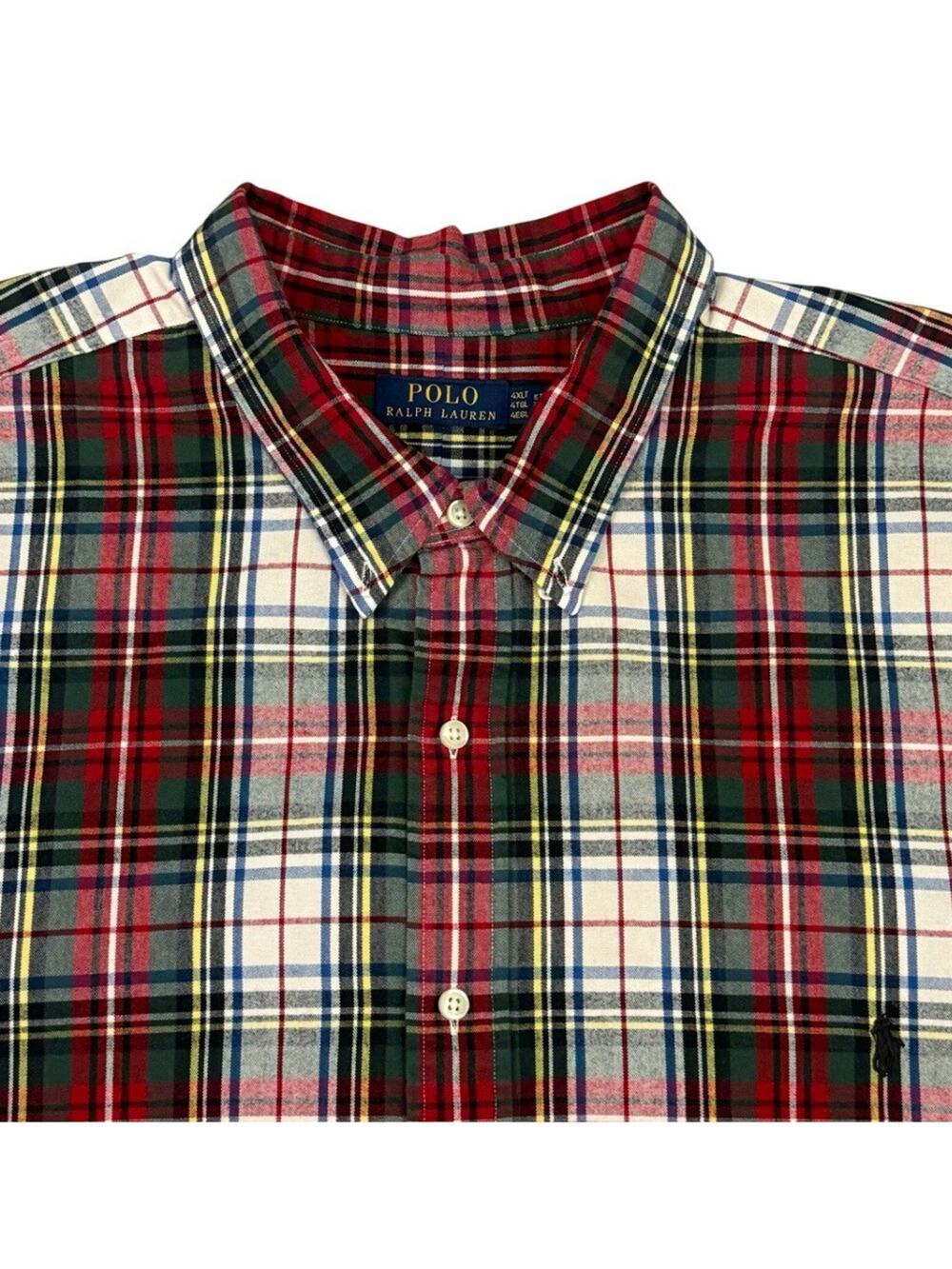 Polo Ralph Lauren Shirt Mens 4XLT Red Green Plaid Cotton Button Down NWT